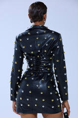 ROCK WITH IT PU BLAZER DRESS WITH HARDWARE