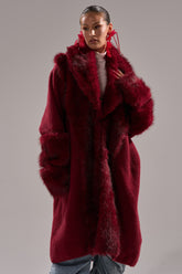 LUXE LIFE FUR CARDIGAN IN BURGUNDY