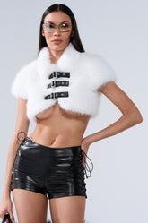SNOW WHITE CROP FUR SWEATER