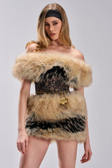 COOL GIRLS ONLY LACE FUR MINI DRESS