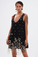 ONE OF A KIND MINI DRESS WITH METAL HARDWARE