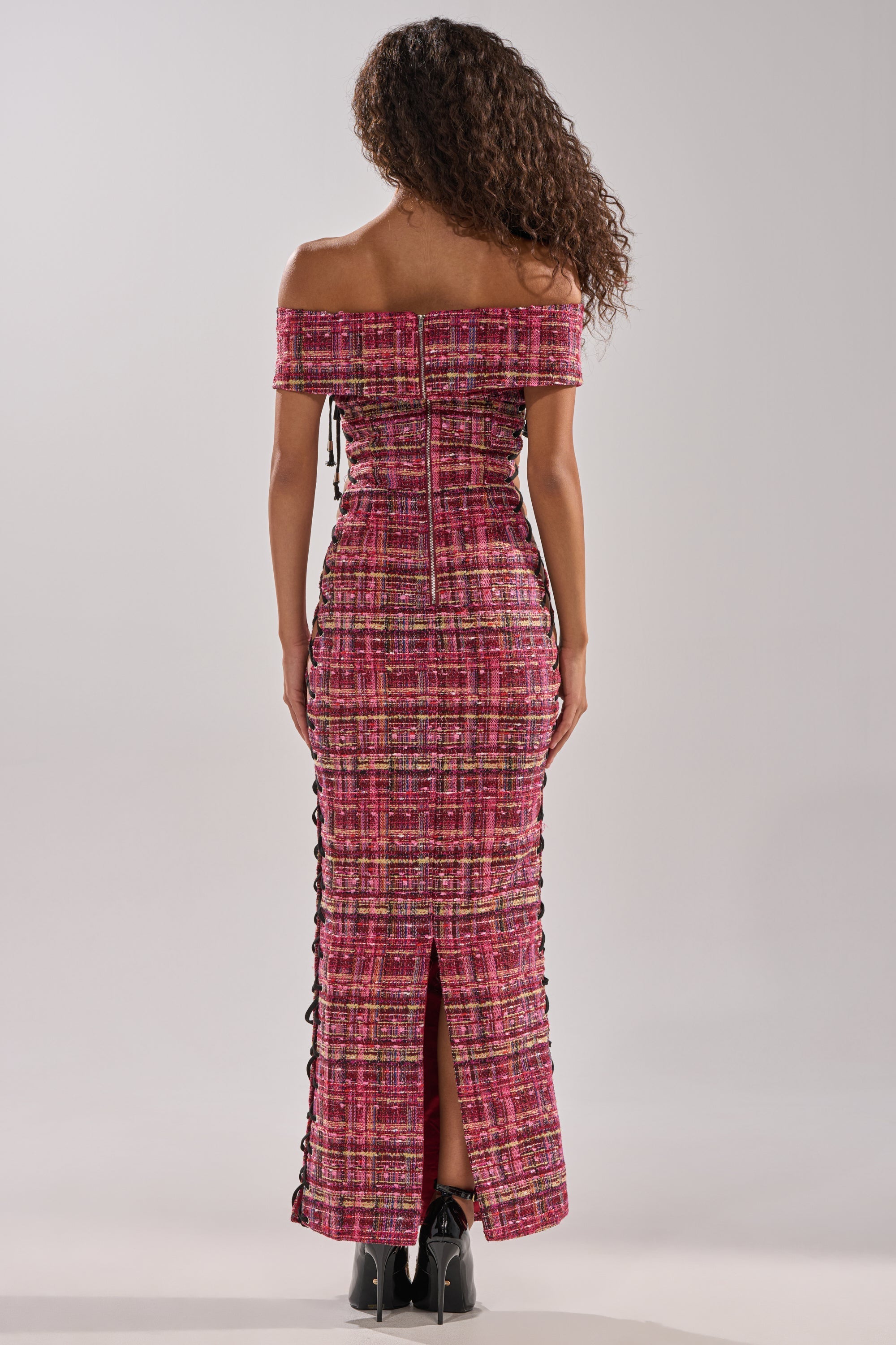 JUST A GIRL TWEED MAXI DRESS