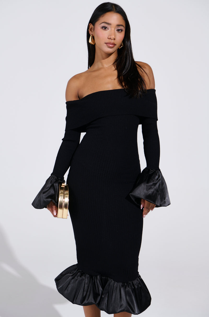 BACK IN A MINUTE KNIT MIDI DRESS