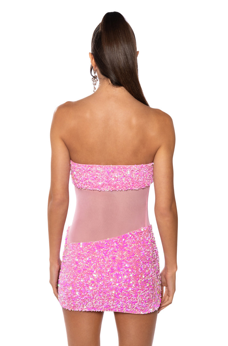 ENJOY THE VIEW MESH PANEL DRESS