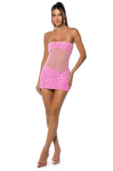 ENJOY THE VIEW MESH PANEL DRESS