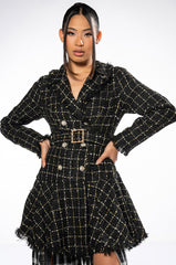 GEMMA BELTED TWEED MINI DRESS