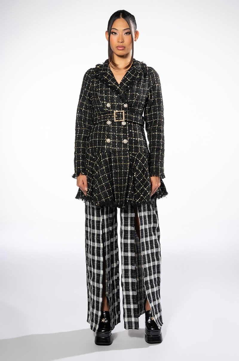 GEMMA BELTED TWEED MINI DRESS