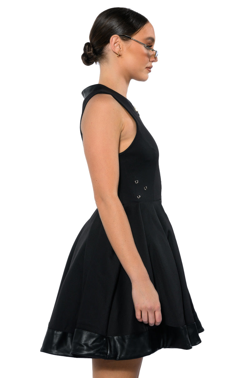 GOODIE ZIP DOWN PLEATED A LINE DRESS