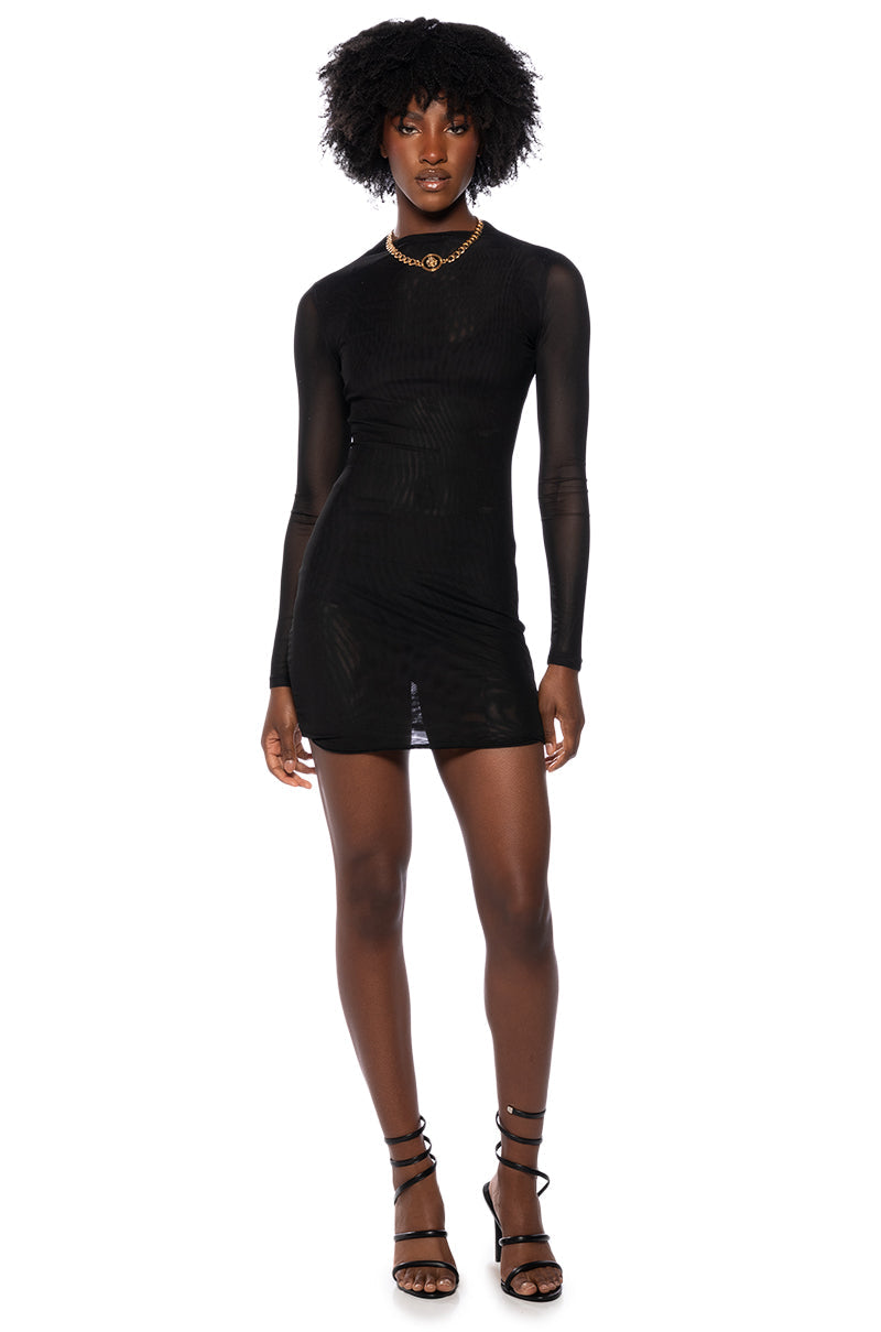 HARPER LONG SLEEVE MESH MINI DRESS