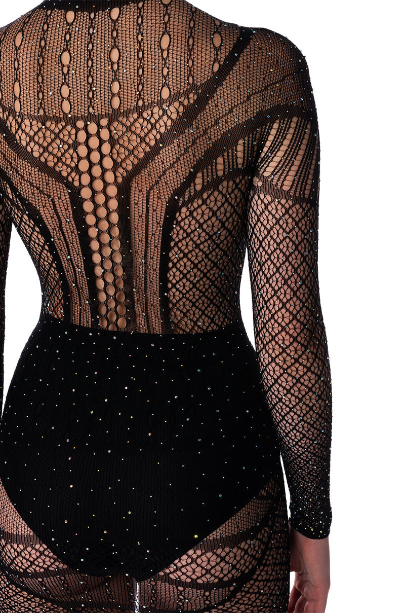 TONIGHT IS THE NIGHT SHEER MINI DRESS